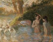 卡米耶毕沙罗 - Bathing Goose Maidens